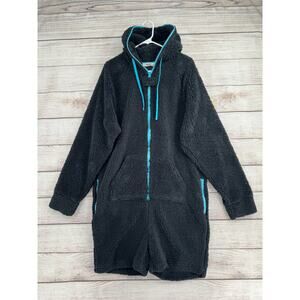 Chubbies Lounge Wear Sherpa Fleece Hooded Romper Pajama Womens XL Black